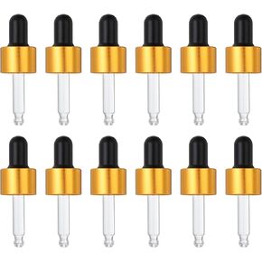 PATIKIL Glass Eye Dropper Caps, 12 Pcs Anodized Aluminum Glass Dropper Closure Top for 5ml(1/6oz) Essential Oils Bottle, Perfume, Lab Experiments, Black