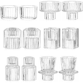 مجموعة حامل شموع مستدقة من Hewory مكونة من 12 قطعة، حاملات شموع زجاجية، حاملات شموع Tealight لقطعة الطاولة المركزية، حامل شموع عصا شموع زجاجية شفافة لحفلات الزفاف وحفلات العشاء in Kuwait