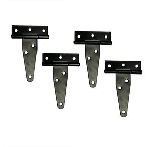 TamBee T-Strap Light Duty Hinge Gate Strap Hinge Door Barn Gates Hinges Black Wrought Hardware Iron Rustproof 4PCS (4inch)