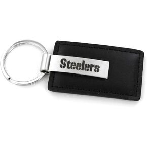 Aminco NFL Pittsburgh Steelers Leather Keychain with Laser Engraved Logo