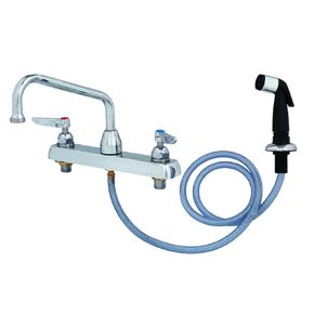 T&S Brass B-1172 Workboard Faucet, Deck Mount, 8-Inch Centers, 8-Inch Swing Nozzle, Diverter, Hose, Side Spray