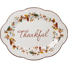Pfaltzgraff Autumn Berry Small Oval Platter, 10.5 inches, Cream