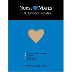 Nurse Mates Graduated Compression Full Support Pantyhose | 6 mmHg | Reduce Leg Fatigue | Re-Inforced Toes | 1 Pair | White Size B