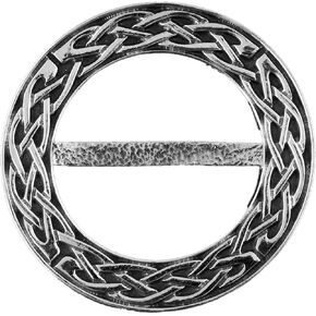 Scarf Ring Clip for Women Pewter Round and Grey Clothing Accessory Celtic Gift (M)