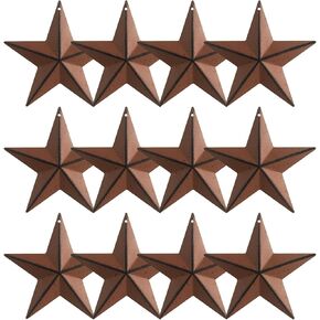 MGSYPHOME 3.8 Inch Metal Star, Barn Star for Home Decoration, Country Rustic Primitive Vintage Gifts Black Metal Barn Star Wall/Door Decor, Set of 12, Set of 12. (Rusty)…