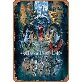 Besim an American Werewolf in London Classic Vintage Metal Tin Signs for Cafe Pub Kitchen Street Home Retro Wall Decoration