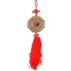 Feng Shui Bagua Mirror Ying Yang Charm with Chinese Knot 7cm (3“+ Free Red String Bracelet Y1231