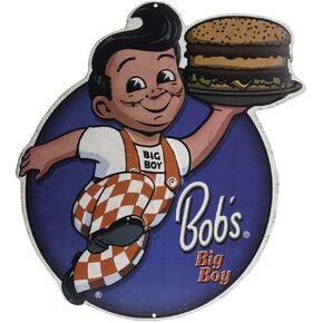 Open Road Brands Bob's Big Boy Friday Night Cruise in Wood Wall Decor - Bob's Big Boy Sign for Kitchen, Dining Room, or Man Cave