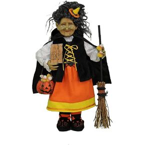 Karen Didion Originals Candy Corn Witch Figurine, 19 Inches - Handmade Halloween Holiday Home Decorations and Collectibles