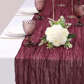 Burgundy Cheesecloth Table Runner 13.3ft Long Gauze Table Runner Rustic Wedding Cheese Cloths Decor for Wedding Bridal Baby Shower Birthday Party Wedding Decorations Boho Table Runner