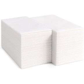 Arkwright Disposable Linen Replacement Napkins - Pack of 100 - Strong, Soft Cloth-Like Guest Table Hand Towels for Dining and Foodservice, 12 x 17 in, Folds to 4 x 8 in, White