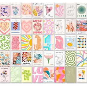 40 Pcs Eclectic Home Decor, Matisse Wall Art Prints,Maximalist Decor, Colorful Wall Art Decor,Eclectic Gallery Wall Art Prints,Collage Kit, Aesthetic Pictures,Famous Artist Paintings for Home(4"x6")