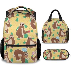 Sloth Backpack for Girls - 16 Inch Cute Backpack for School - Black Lightweight Durable Bookbag for Kids