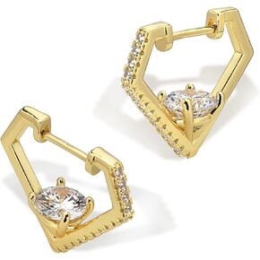KZZENKI Gold Huggie Hoop Earrings for Women Men, Diamond Shaped Cubic Zirconia Earrings Trendy Jewelry