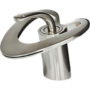Wovier Brushed Gold Waterfall Bathroom Sink Faucet,Single Handle Single Hole Brass Lavatory Vanity Faucet,Basin Mixer Taps with Supply Hose and Pop Up Drain Assembly