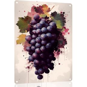 12x8IN Retro Bunch of Purple Grapes Metal Tin Sign - Vintage Farmhouse Wall Decor For Home, Kitchen, Bathroom, Bar - Fruit-Inspired Artwork For Wine Lovers, Nature Enthusiasts, And Garden