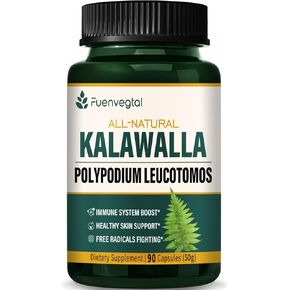 Kalawalla Root Capsules, Polypodium Leucotomos Extract Supplements Support Immune System, Skin Health, and Free Radicals Defense, Lasts 3 Months. 90 Count