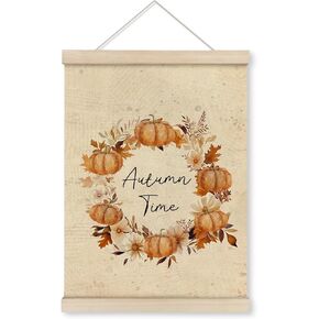HRQKO Vintage Fall Wall Decor Poster Hanger Frame, Rustic Botanical Wall Art with Wooden Frames, Botanical Prints, Fall Leaf Decor Wall Hanging Banner Decor for Home Bedroom Living Room, 12x16 Inch