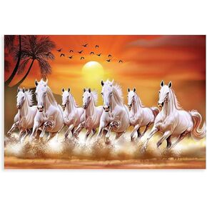 Seven Lucky Running Wild Horses Wall Art Animal Posters Canvas Poster Bedroom Decor Sports Landscape Office Room Decor Unframe-style12x18inch(30x45cm)