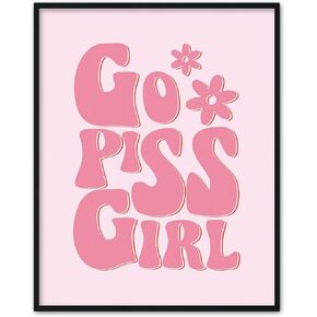 11 بوصة × 14 بوصة - ملصق قماشي Go Piss Girl، ملصق قماشي للحمام باللون الوردي والبرتقالي، طباعة جمالية للغرفة، قماش فني جداري للفتيات الجمالية (بدون إطار) in Kuwait