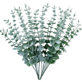 24Pcs Eucalyptus Stems Fake Eucalyptus Branches Faux Greenery Branches Artificial Green Stems for Wedding Centerpiece Floral Arrangement Home Decoration