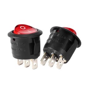 uxcell 10Pcs Red Lamp 3 Terminal SPST 2 Position Marine Round Button Rocker Wiring Toggle Switch On/Off AC 250V/10A 125V/12A