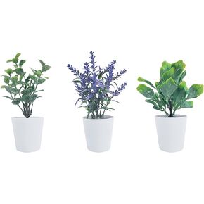 Artificial Plants Lavender 3 Pack - Fake Plants, No Maintenance, Compact 5.5 Design for Adding Life to Living Room, Bedrooms, Office Desk & Patio, Zero Watering Required