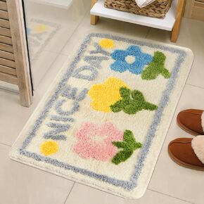 سجاد الحمام زهرة لطيف | ألياف ناعمة وسميكة، غير قابلة للانزلاق، ماصة للماء، يمكن غسلها في الغسالة | سجادة حمام وسجادة استحمام مريحة من القطيفة in Kuwait