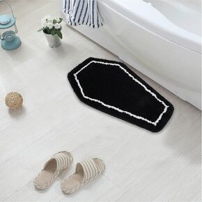 S-SNAIL-OO Coffin Bath Mat Halloween Rug, Gothic Home Decor Flannel Non-Slip Door Mats for Bathroom, Bedroom, Living Room, Front Door, Holiday Door Mat Horror Ghost Gift (32x20in)