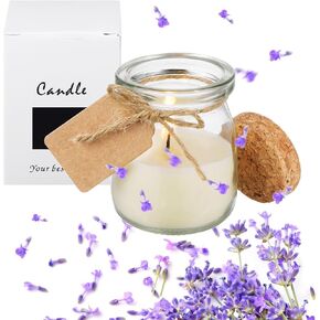 MTLEE 50 Pcs Jars Candle for Guests Wedding Candle Gift Natural Wax Candles with DIY Tag Cards for Bridesmaid Groomsman Baby Shower Party Favors Home Supply Decor (Lavender)