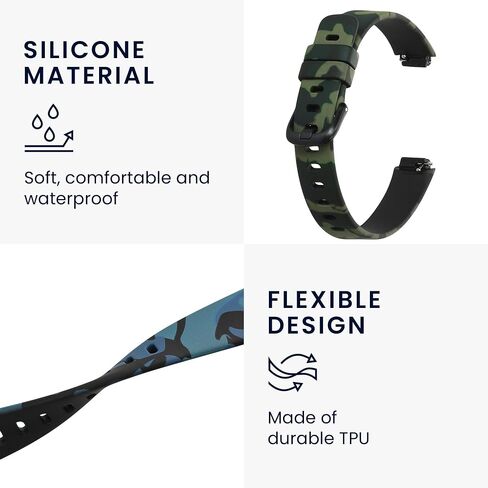 kwmobile TPU Silicone Watch Strap Compatible with Fitbit Inspire 3-2x Band - camouflage Black/Light Green/Dark Green in Saudi Arabia