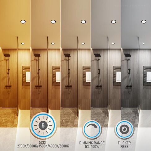 إضاءة TORCHSTAR مقاس 6 بوصات 5CCT مع J-Box، إضاءة LED رفيعة للغاية، إضاءة سفلية من الألومنيوم قابلة للتعتيم بدون غطاء، ETL&ES، 2700K/3000K/3500K/4000K/5000K، برونز مطلي بالزيت، حزمة من 6 قطع in Kuwait