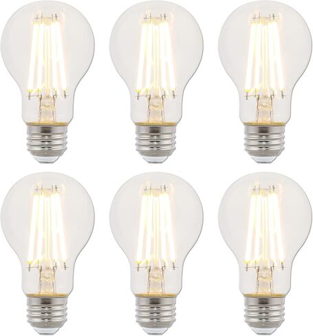 Westinghouse 5167200 8 وات (ما يعادل 75 وات) A19 لمبة إضاءة LED ذات خيوط شفافة قابلة للتعتيم، قاعدة متوسطة in Saudi Arabia