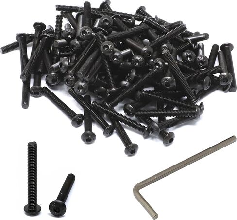 iexcell 100 Pcs M4 x 30mm Thread Pitch 0.7 mm Alloy Steel 12.9 Grade Hex Socket Button Head Cap Screws Bolts Kit, Black Oxide Finish in Saudi Arabia
