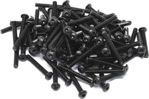 iexcell 100 Pcs M4 x 30mm Thread Pitch 0.7 mm Alloy Steel 12.9 Grade Hex Socket Button Head Cap Screws Bolts Kit, Black Oxide Finish in Saudi Arabia