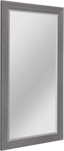 Head West Gray Woodgrain Textured Beveled Framed Wall Mounted Vanity Mirror, Accent Decorative Mirror for Wall Decor, Farmhouse Bathroom Mirrors for Over Sink, Living Room Bedroom Entryway 35.5"x45.5" in Kuwait