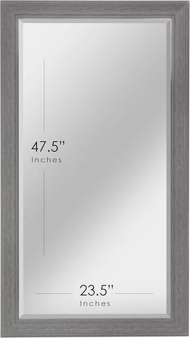 Head West Gray Woodgrain Textured Beveled Framed Wall Mounted Vanity Mirror, Accent Decorative Mirror for Wall Decor, Farmhouse Bathroom Mirrors for Over Sink, Living Room Bedroom Entryway 35.5"x45.5" in Kuwait