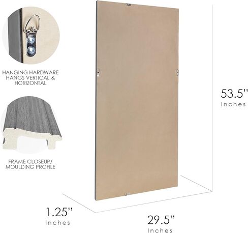 Head West Gray Woodgrain Textured Beveled Framed Wall Mounted Vanity Mirror, Accent Decorative Mirror for Wall Decor, Farmhouse Bathroom Mirrors for Over Sink, Living Room Bedroom Entryway 35.5"x45.5" in Kuwait