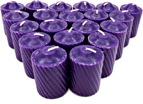 Purple Plumeria Scented Votive Candles - 15 Hour Long Burn Time - Textured Finish - Box of 20 in Saudi Arabia