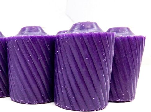 Purple Plumeria Scented Votive Candles - 15 Hour Long Burn Time - Textured Finish - Box of 20 in Saudi Arabia