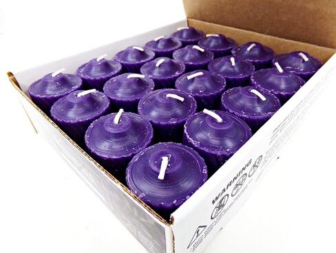 Purple Plumeria Scented Votive Candles - 15 Hour Long Burn Time - Textured Finish - Box of 20 in Saudi Arabia