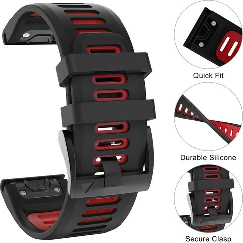 Compatible with Garmin Fenix 5x Watch Band，26mm Sport Silicone Starp for Fenix 6X/Fenix 6X Pro/Fenix 5X Plus/Fenix 7X/Fenix 3/Fenix 3 HR/Descent Mk2 Smartwatch in Saudi Arabia