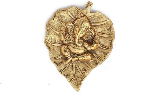 Ganesh Statue Crafts Metal Ganesha On Leaf Wall Hanging Article for Wall Decor Room Decor Best for Housewarming Wedding Gifts for Indian Traditional Festival Ganesha Decoration in Saudi Arabia