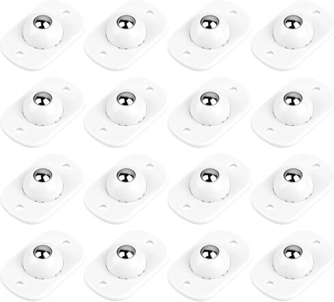 16 Pcs Self Adhesive Caster Wheels 360° Swivel Mini Appliance Rollers Smooth Rotation Appliance Wheels Universal Wheel Ball Transfers for Trash Can Storage Box Small Kitchen Appliances (White) in Saudi Arabia