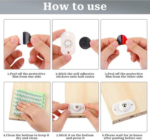 16 Pcs Self Adhesive Caster Wheels 360° Swivel Mini Appliance Rollers Smooth Rotation Appliance Wheels Universal Wheel Ball Transfers for Trash Can Storage Box Small Kitchen Appliances (White) in Saudi Arabia