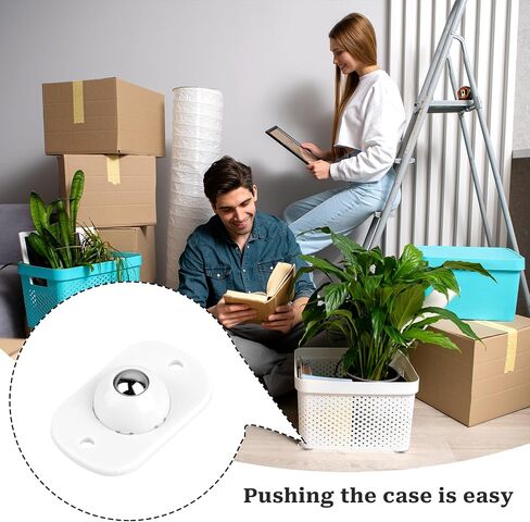 16 Pcs Self Adhesive Caster Wheels 360° Swivel Mini Appliance Rollers Smooth Rotation Appliance Wheels Universal Wheel Ball Transfers for Trash Can Storage Box Small Kitchen Appliances (White) in Saudi Arabia