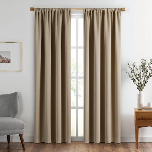 ستارة تعتيم واسعة جدًا من Elrene Home Fashions SunVeil Vanderbilt مع تقنية YarnLock، مقاس 52 بوصة × 84 بوصة (لوحة واحدة)، طبيعي in Kuwait