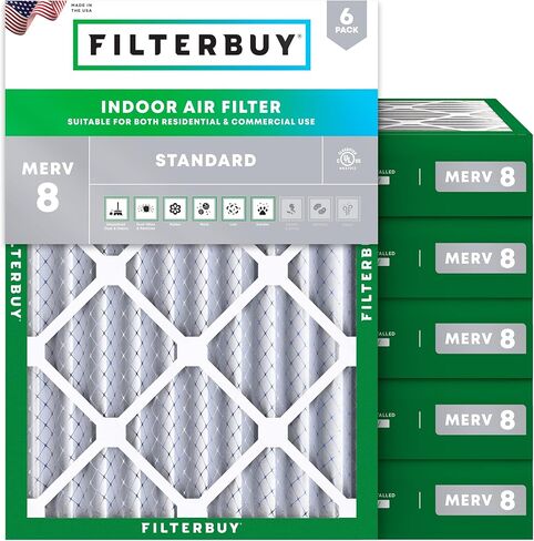 فلتر هواء Filterbuy 20x23x4 MERV 8 Dust Defense (6 عبوات)، استبدال مرشحات هواء فرن HVAC AC المطوية (الحجم الفعلي: 19.50 × 22.50 × 3.63 بوصة) in Saudi Arabia