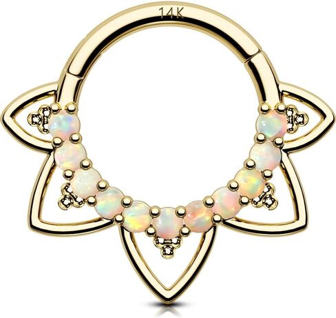 مجوهرات ثقب Daith 16G من OUFER، أقراط Daith من الذهب الصلب عيار 14 قيراط، حلق Daith بتصميم CZ الشفاف، مجوهرات ثقب الغضروف الحلزوني in Saudi Arabia
