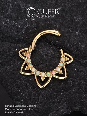 مجوهرات ثقب Daith 16G من OUFER، أقراط Daith من الذهب الصلب عيار 14 قيراط، حلق Daith بتصميم CZ الشفاف، مجوهرات ثقب الغضروف الحلزوني in Saudi Arabia